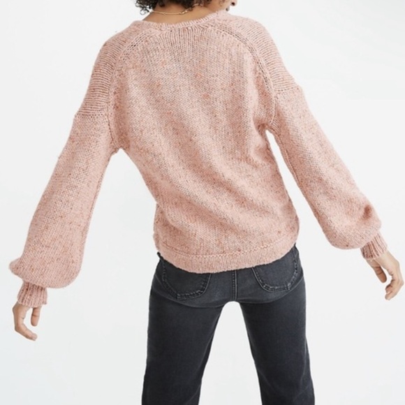 Madewell pink chunky knit sweater women size Small wrap front pullover - Picture 2 of 12